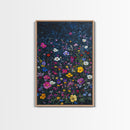 Purple, Pink and Yellow Wild Flowers, Boho Farmhouse Canvas Print, Wood Framed Modern Art, Flower Still Life, Aesthetic Room Decor, Botanical