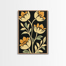 Floral Framed Canvas Wall Art Flower Print, Wood Framed Boho Modern Wall Art Boho Wall Decor Living Room Wall Art