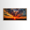 Small Town Life, Framed Canvas Print, Sunset Over A Small Town, Rustic Farmhouse Decor, Photography Style Wall Art