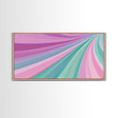 Pink Blush and Turquoise Abstract MCM Style Wall Art Framed Canvas Print, Trendy Preppy Wall Decor, Mid-Century Modern Abstract Decor