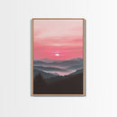 Sunset Over The Smoky Mountains, Framed Canvas Print, Smoky Mountain Art, Landscape Photography Style Home Decor, Retro Wave Art