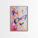 Pink Butterfly Oil Painting Print, Rustic Farmhouse, Boho Home Decor, Preppy Wall Art Dorm Room Wall Art Nursery Wall Art Home Decor