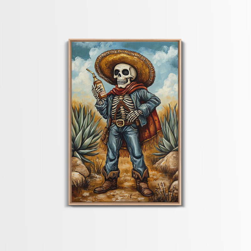 Skeleton Mariachi Chicano Art Canvas Print, Mexicano Wall Art, Tejano