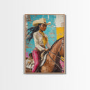 Black Cowgirl Painting Print, Rustic Modern Farmhouse, Afrocentric Wall Art, Southwestern Home Decor