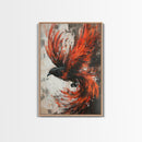 Canvas Print Of a Phoenix Painting, Wood Framed Art, Grunge Decor, Loft Art, Phoenix With Flaming Wings Wall Art