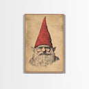 Sketch of a Gnome Canvas Print - Framed Canvas - Minimalist Christmas Art - Boho Christmas Art - Rustic Christmas Art