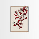 Vintage Holly Berries Canvas Print - Framed Canvas - Minimalist Christmas Art - Boho Christmas Art - Rustic Christmas Art