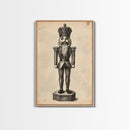 Retro Nutcracker Canvas Print - Framed Canvas - Minimalist Christmas Art - Boho Christmas Art - Rustic Christmas Art