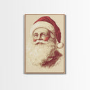 Sainta Clause Painting Canvas Print - Framed Canvas - Minimalist Christmas Art - Boho Christmas Art - Rustic Christmas Art