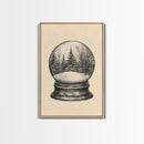 Christmas Snowglobe Canvas Print - Framed Canvas - Minimalist Christmas Art - Boho Christmas Art - Rustic Christmas Art