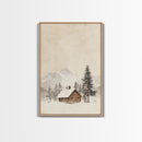 Winter Cabin Canvas Print - Framed Canvas - Minimalist Christmas Art - Boho Christmas Art - Rustic Christmas Art - Winter Decor - Cabin Decor