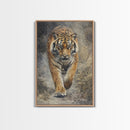 Tiger On The Hunt Framed Canvas Print, Framed Wall Art, Statement Piece, Gift For Him, Father's Day Gift, Tiger Oil Painting