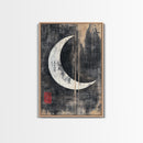 Wabi Sabi Crescent Moon Canvas Print - Moon Painting Wall Art - Moon Wall Art - Japanese Style Art - Japanese Style Decor
