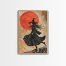 It's All Downhill From Here, Framed Canvas Print, Wabi Sabi Witch Decor, Witch Painting, Witchy Gift, Witchy Home Decor