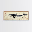Whale Art Wabi Sabi Panoramic Oil Painting Print, Japanese Style Wall Art - Whale Decor - Whale Art Print - Living Room Decor - Minimalist