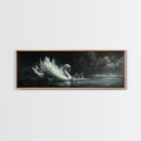 Goth Painting Print of a Swan, Framed Canvas Print, Dark Academia Wall Art, Goth Decor, Gothic Painting Wall Art