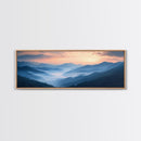 Morning Fog Over the Blue Ridge Mountains, Framed Canvas Print, Landscape Nature Wall Art, Painting Canvas Print, Mountain Painting Art