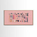 Makeup Brushes Framed Canvas Print - Makeup Wall Art - Preppy Dorm Room Decor