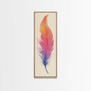 Funky Feather Painting Print - Framed Canvas - Home Decor - Tall Narrow Art - Feather Wall Art - Southwestern Decor