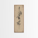 Black and White Sketch of a Rose, Framed Canvas Print, Narrow Art, Tall Skinny Art, Flower Painting, Paint of a Rose, Floral Prints