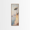 Victorian Landscape Oil Painting Print, Tall Skinny Wall Art, Coastal Painting, Coastal Landscape Art, Italian Seaside Painting, Narrow Wall Art