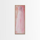 Delicate Bridal Veil Framed Canvas Print Feminine Pink Wall Art Wabi Sabi Minimalist Romantic Bedroom Artwork Unique Wedding Gift Idea