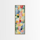 Stained Glass Mosaic Framed Canvas Print Vibrant Moroccan Wall Art Bright Geometric Long Skinny Living Room or Bedroom Decor