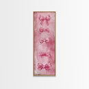 Pink Bows Framed Canvas Print Whimsical Art Light Pink Wall Art Long Narrow Wall Art Tall Skinny Art Dorm Decor Gift Idea