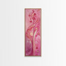 Abstract Botanical Framed Canvas Print Art Nouveau Print Pink Wall Art Whimsical Art Bedroom Decor Vertical Wall Art Boho Art