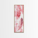Elegant Feather Art Framed Canvas Print Boho Wabi Sabi Decor Vertical Wall Art Minimalist Feather Design Light Pink Wall Art