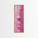 Pink Texture Abstract Framed Canvas Print, Minimalist Blotter Art in Light Pink Tones, Skinny Wall Art for Modern Bedroom or Office
