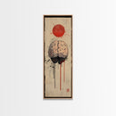 Red Sun Brain Framed Canvas Print, Abstract Science Wall Art, Moody Therapy Artwork, Vertical Wabi Sabi Decor, Living Room Art