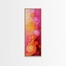 Abstract Pink Orange Swirl Framed Canvas Print, Vertical Skinny Art, Light Pink Dorm Wall Art, Minimalist Modern Art Decor