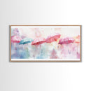 Pastel Umbrellas Canvas Print | Whimsical Watercolor Wall Art | Cottagecore Colorful Decor | Feminine Bedroom Artwork | Light Pink Wall Art