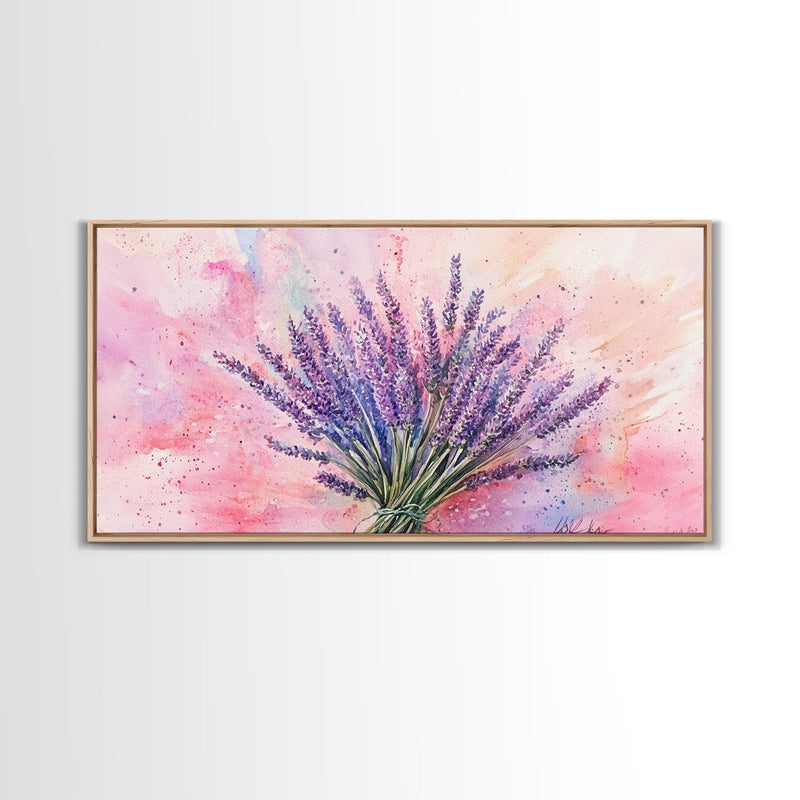 lavender flower wall decor Lavender Bouquet Canvas Print, Purple and Pink Wall Art, Rustic Farmhouse Art, Botanical Painting, Above Bed or Guest Room Decor