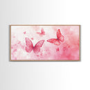 Pink Butterflies Canvas Print, Whimsical Art, Light Pink Wall Art, Feminine and Romantic Decor, Bedroom or Living Room Gift Idea