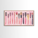 Hairbrush Collection Canvas Print Whimsical Art Pink Wall Art Fun Boho Aesthetic Bathroom Decor Vertical Art Unique Gift Idea