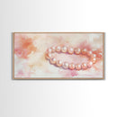 Pearl Bracelet Canvas Print Light Pink Wall Art Feminine Jewelry Artwork Romantic Rustic Decor Cottagecore Aesthetic Bedroom Ar