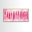 Elegant Lipsticks Display Painting as Pink Abstract Wall Art on Canvas Print, Makeup Collector Vanity or Bedroom Accent Decor