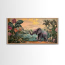 Exotic Jungle Elephant Canvas Print Rustic Botanical Decor Moody Art Wildlife Art Living Room Wall Art Gift Idea