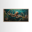 Magnificent Octopus Canvas Print Nautical Wall Art Coastal Decor Rustic Living Room Art Above Couch Art Gift Idea