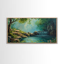 Serene Waterfall Landscape Framed Canvas Print Above Sofa Rustic Decor Living Room Art Peaceful Nature Scene Artwork Farmhouse Wall Art
