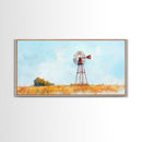 Rustic Windmill Framed Canvas Print Perfect Above Sofa Farmhouse Art Panoramic Artwork Wabi Sabi Inspired Bedroom Horizontal Wall Art