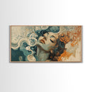 Art Nouveau Framed Canvas Print Featuring Goddess Art and Botanical Prints Beautiful Feminine Inspired Bedroom or Guest Room Art