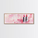 Pink Lipstick Art Canvas Print, Light Pink Wall Art, Feminine Abstract Painting, Modern Home Decor Piece for Bedroom or Bathroom