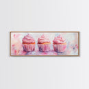 Elegant Cupcakes Canvas Print Horizontal Wall Art Wabi Sabi Art Pink Wall Kitchen Decor Minimalist Bakery Prints
