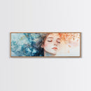 Moody Woman Portrait Framed Canvas Print - Abstract Cherry Blossom Painting, Fall Bedroom Art, Minimalist Wall Decor, Gift Idea For Her