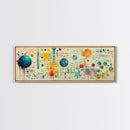 Framed Canvas Print of Science Art with Abstract Diagrams, Therapy Art, Brain Art, Panoramic Wall Art, Horizontal Living Room Art