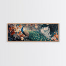 Vibrant Peacock Framed Canvas Print Mosaic Wall Art Boho Style Rustic Decor Above Sofa Art Living Room Statement Piece