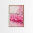 Pink Lemonade Jars Framed Canvas Print Food Review Kitchen Art Light Pink Wall Art Whimsical Art Rustic Decor Farmhouse Style